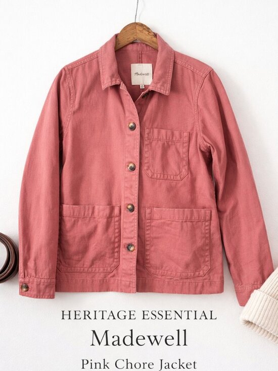 Madewell Jackets & Blazers - Madewell Pink Cotton Chore Jacket XS Utility Barn Coat Cropped